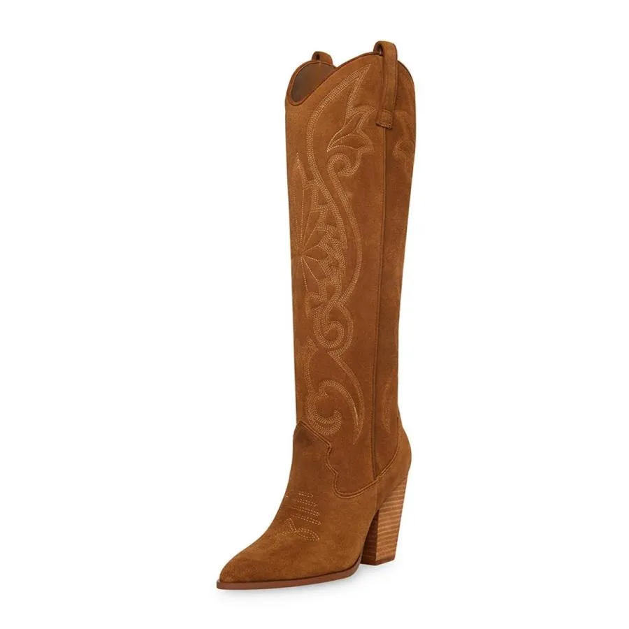 【並行輸入品】YDN Women Western Cowboy Boots Pointed Closed Toe Knee High Wide