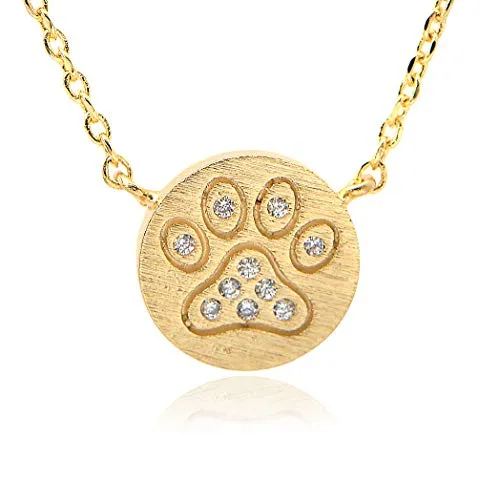 【中古】【未使用・未開封品】SpinningdaisyハンドメイドTiny Jewelつや消しメタルクリスタルPawネックレス ゴールド