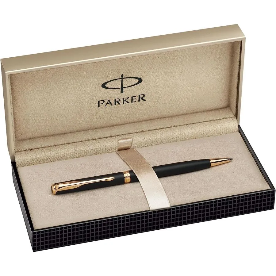 【並行輸入品】Parker Sonnet Gift Box includes Slim Gold Trim Ballpoint Pen - Matte