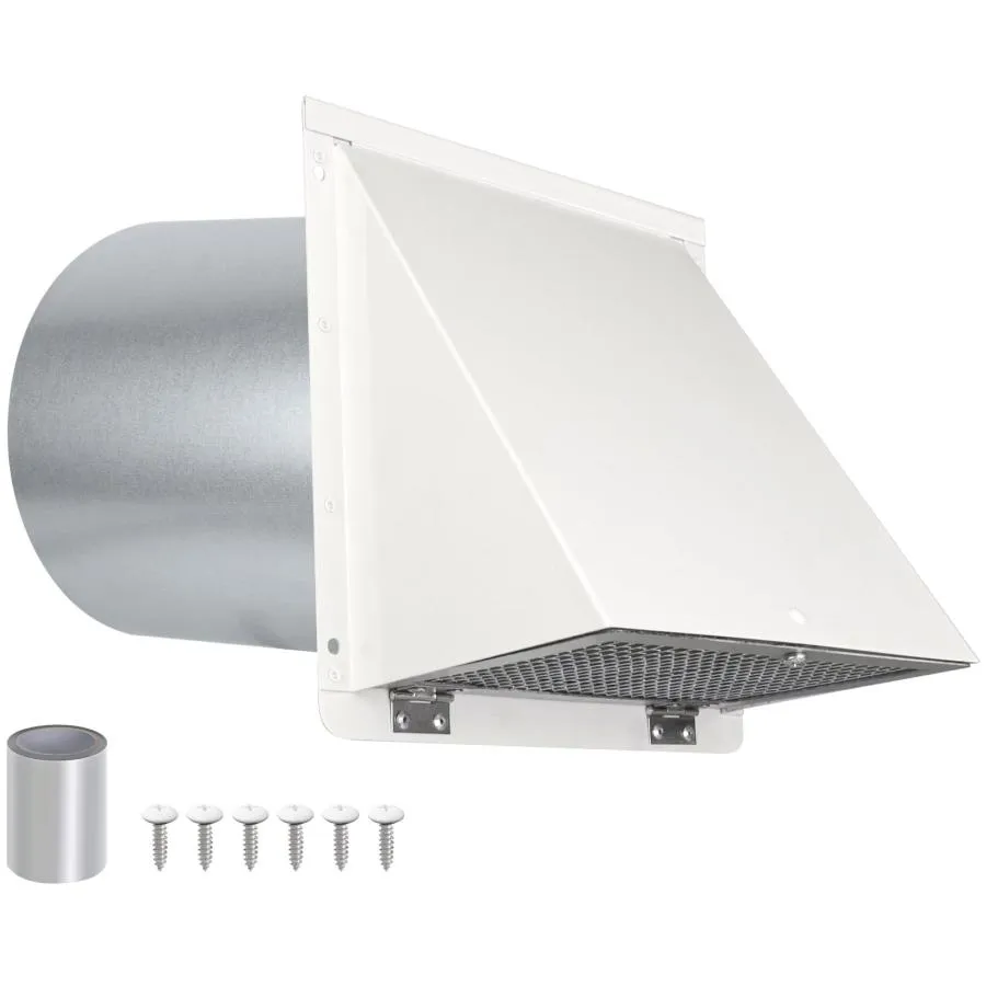 【並行輸入品】 】 6 Inch Hooded Wall Vent with Screen and Damper,6 Inch Exhaust Ve