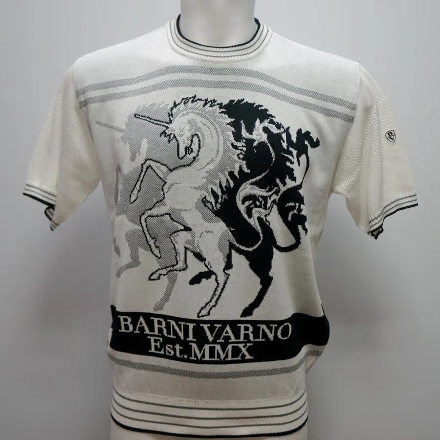 バーニヴァーノ・ユニコーン 半袖 サマーセーター(M)(L) 26 春夏 SS 新作 BSS-PSW5508-01 BARNI VARNO (M)(L)