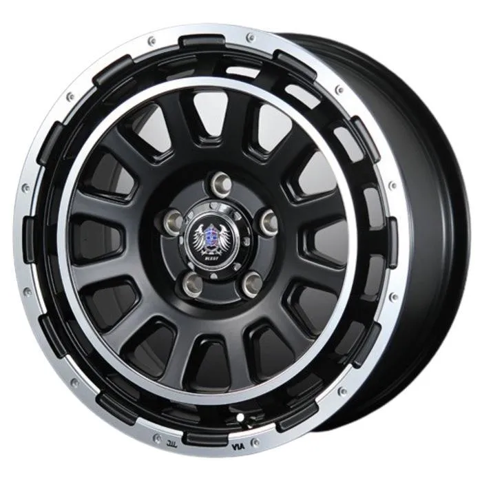 DUNLOP WINTER MAXX WM02 195/65R16 92Q Bahns Tech DH Stream セミグロスブラック 16インチ 7J+35 5H-114.3 スタッドレス 4本セット
