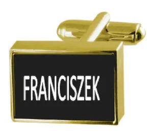 【送料無料】メンズアクセサリ― カフスリンク  franciszekengraved box goldtone cufflinks name  franciszek