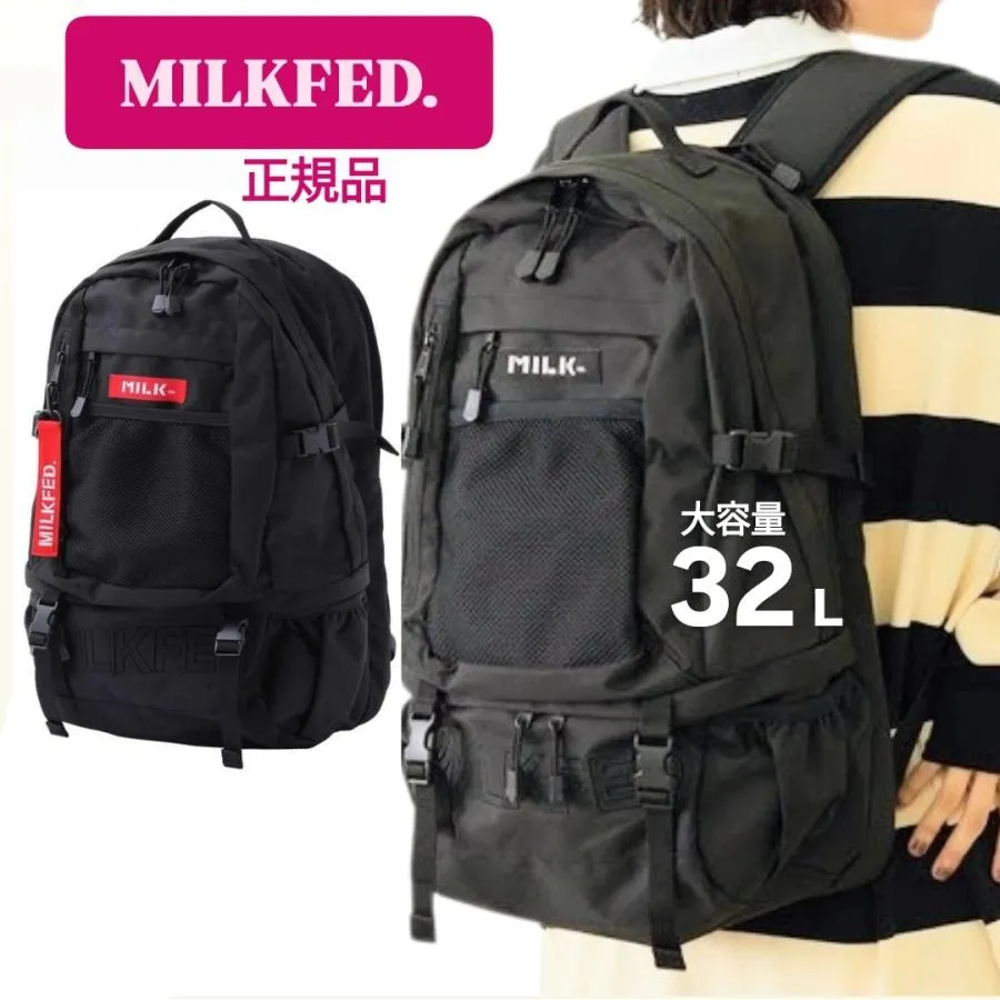 5/24限定 最安 ミルクフェド リュック MILKFED 通学 NEO EMBROIDERY BIG BACKPACK BAR PC 大容量 ブラック 黒 レディース 03192048