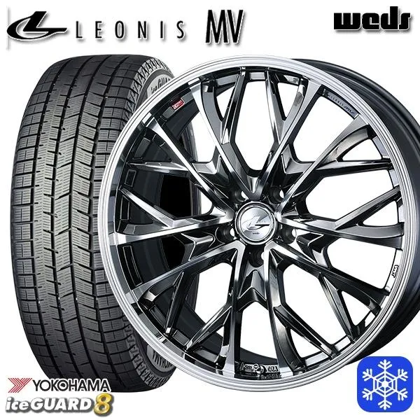60プリウス 195/60R17インチ ヨコハマ アイスガード IG80 5H114.3 スタッドレスタイヤホイール4本セット ウェッズ レオニス MV BMCMC