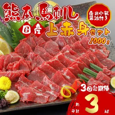 ふるさと納税 阿蘇市 【毎月定期便】国産上赤身馬刺し 1000g 全3回