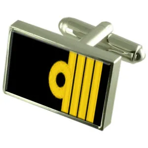 【送料無料】メンズアクセサリ― ロイヤルネイビーポーチランクキャプテンカフリンクスroyal navy insignia rank captain  cufflinks with pouch