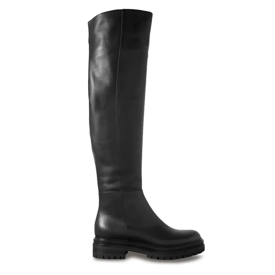 【並行輸入品】FOWT Women’s Side Zipper Over Knee High Combat Boot Stripes Patt
