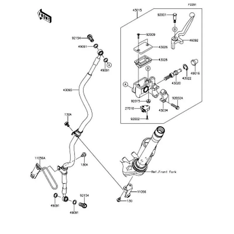 Kawasaki カワサキ 純正部品 43015-0731 シリンダアッシ(マスタ)、FR