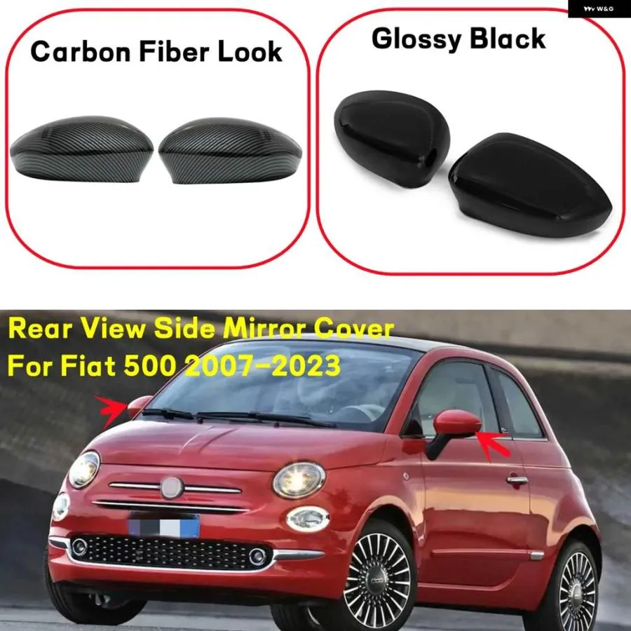 並行輸入品 2個 車用サイドドアウィングミラーカバーキャップ フィアット 500 500C グランデ プント 595 695 ミラーカバーケース