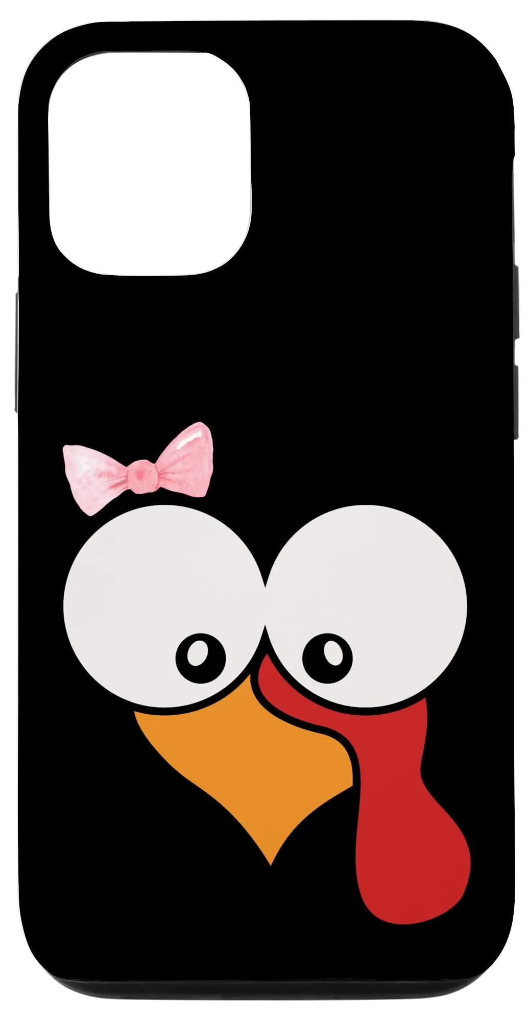 iPhone 14 Pro 面白い女性用七面鳥の顔の女の子、ピンクのリボン、感謝祭。 スマホケース