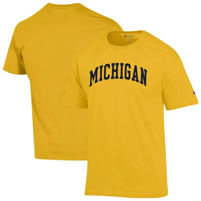 チャンピオン メンズ トップス Tシャツ Men Champion Maize Michigan Wolverines Basic Arch T-Shirt Mic Gold ゴールド