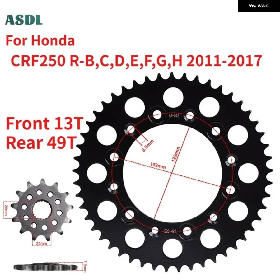 並行輸入品 オートバイ フロントリア スプロケット 520 49T 13T ホンダ CRF250 R-B C D E F G H 2011-2017 CRF 250