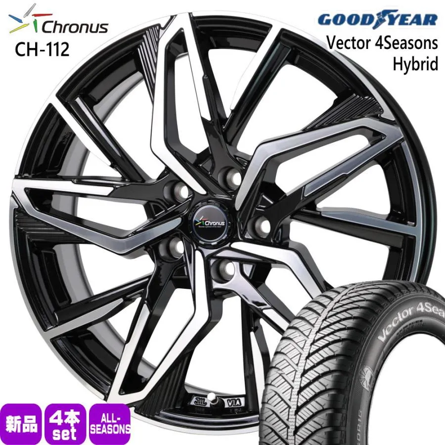 エクシーガ ウィッシュ etc  グッドイヤー 215/45R18 89H Vector 4Seasons Hybrid 夏冬兼用 オールシーズンタイヤ Chronus CH-112 18インチ