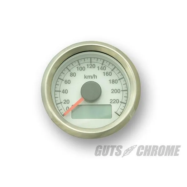 GUTS CHROME ガッツ クローム 4100-5212 電気式アジャスタブル スピードメーター 白盤 ステンボディ