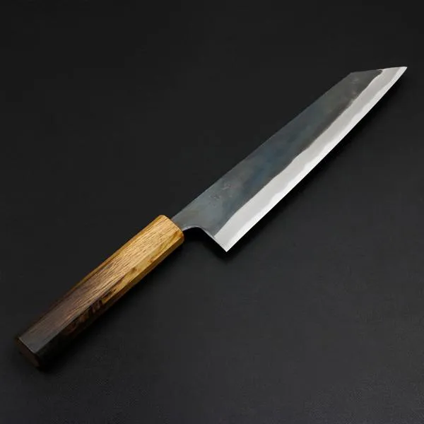 元兼 切付型 和牛刀 210mm 両刃 青紙スーパー 割込み 黒打ち仕上げ 焼き漆柄 土佐打ち刃物 極上品