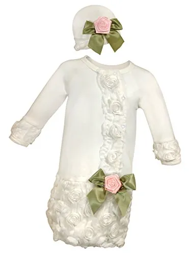 【中古】【未使用・未開封品】Stephan Baby Girl Night Out Gown and Cap Set, White, 0-3 Months by Stephan Baby [並行輸入品]