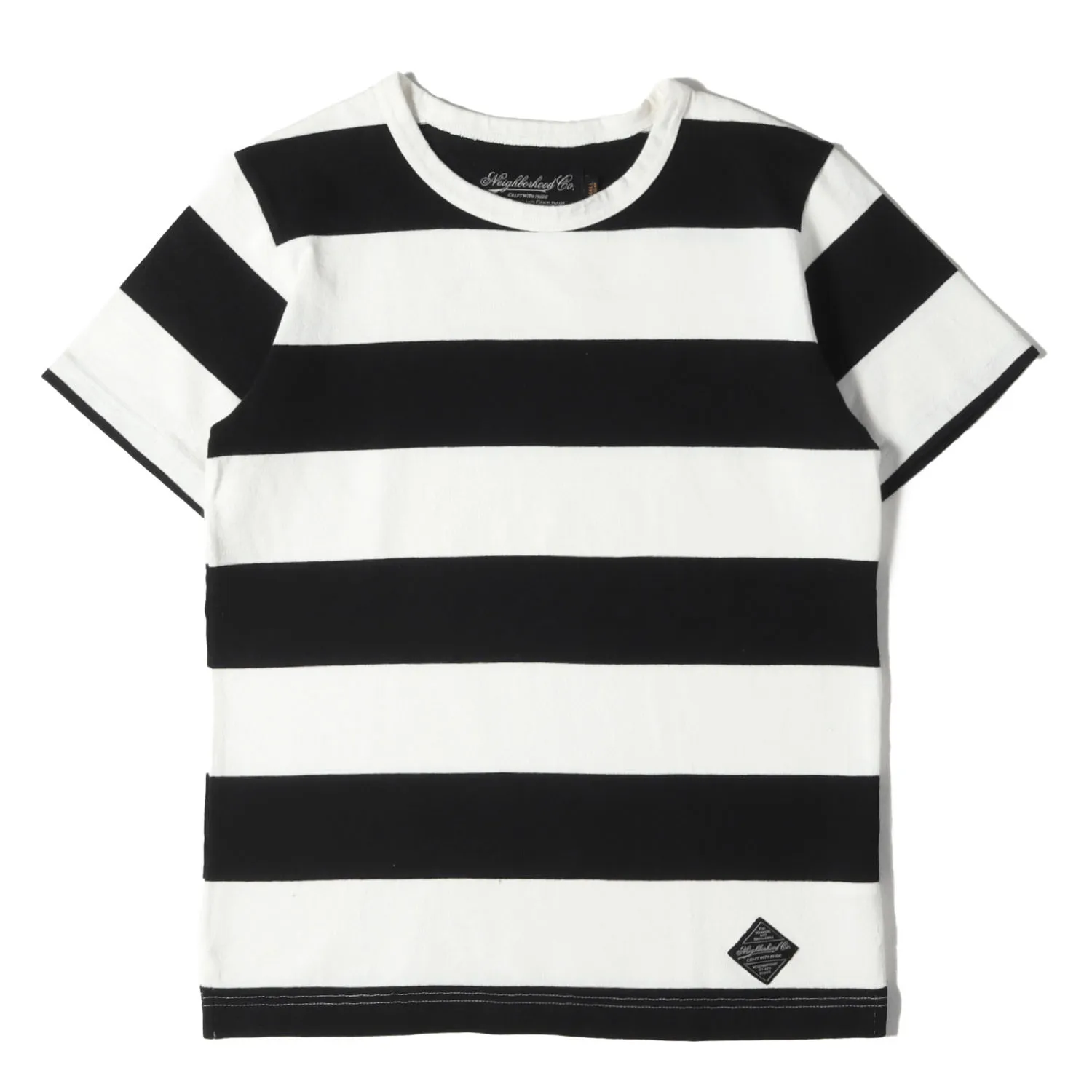 NEIGHBORHOOD ネイバーフッド Tシャツ ブラック ホワイト 黒白 サイズ:S | ワイドボーダー ヘビー Tシャツ(BAR / C-CREW. SS) | トップス カットソー 半袖【メンズ】【中古】【K4807】