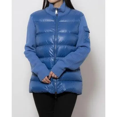 モンクレール MONCLER モンクレール ウールカーディガン レディース ダウンジャケット ニット ブルー ブラック CARDIGAN TRICOT