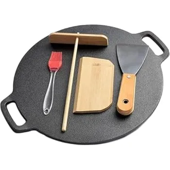 【中古】【未使用】[otoye] クレープパン クレープ トンボ付き家庭用 旅行用 IH対応 メーカー 焼き器 フ味付け済みの鋳鉄フライパン コーティングされていないノン