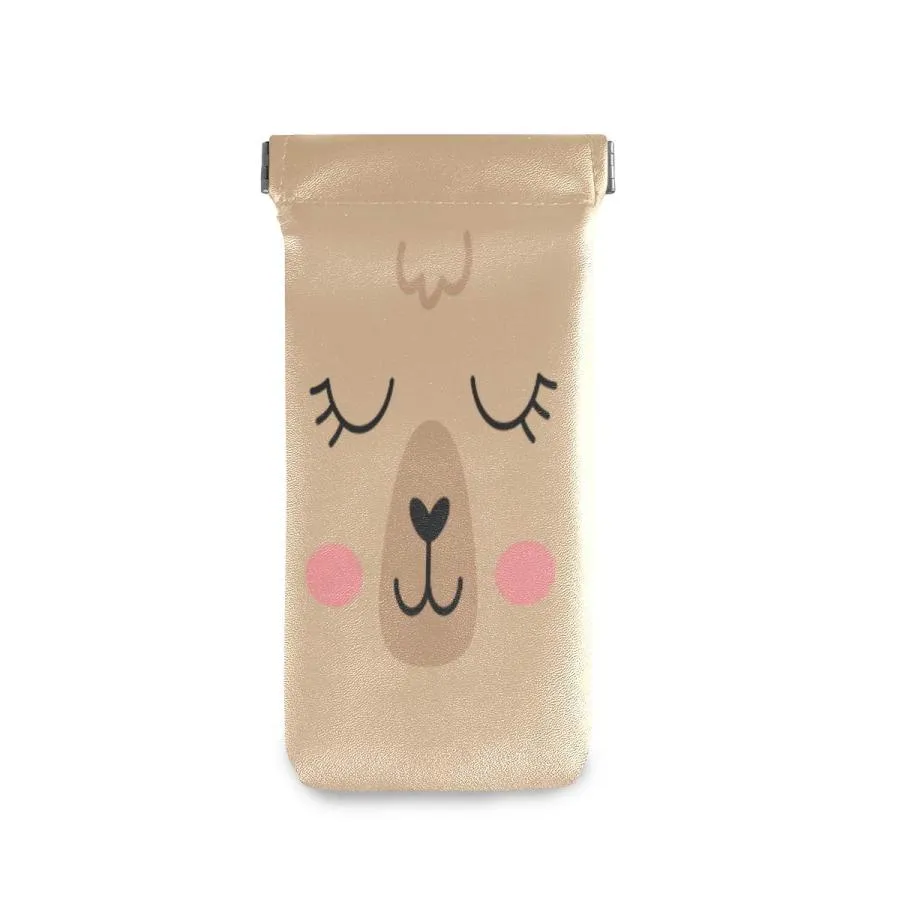 【並行輸入品】VIKKO Llama Alpaca Face Brown Animal Eyeglass Pouch Microfiber L