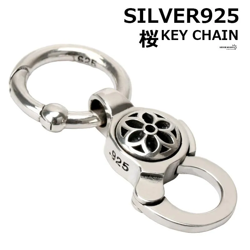 ＼2個で10％OFF 3個で20％OFFクーポン／シルバー925 キーチェーン クリップ シルバー キーリング 桜 和柄