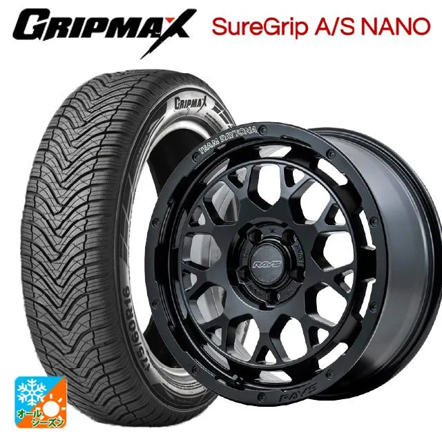 送料無料 オールシーズンタイヤホイール 4本セット 175/60R16 86V XL グリップマックス シュアグリップ A/S ナノ ブラックレター