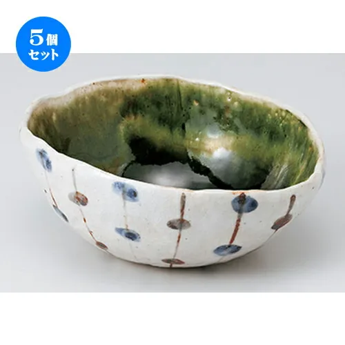 5個セット☆ 中鉢特選 ☆ 織部すだれ 玉子鉢 ［ 16.5 x 14.5 x 6.8cm ］ | 中鉢 盛鉢 取り鉢 ボウル 中 おすすめ 人気 食器 業務用 飲食店 カフェ うつわ 器 おしゃれ かわいい お洒落 ギフト プレゼント 引き出物 内祝い 結婚祝い 誕生日 贈り物 贈答品 食器セット