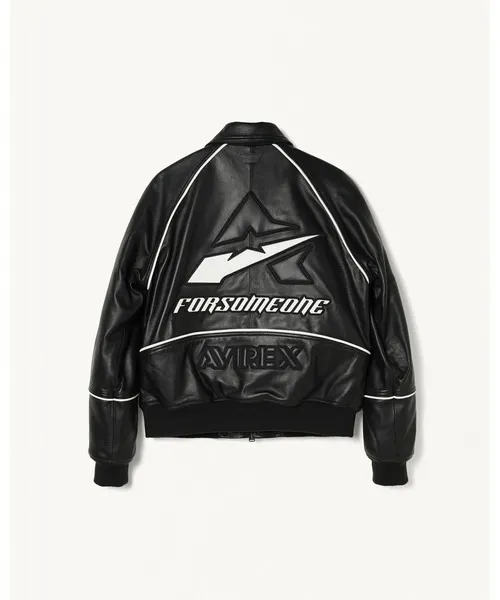 スタジャン FORSOMEONE AVIREX LEATHER JACKET メンズ
