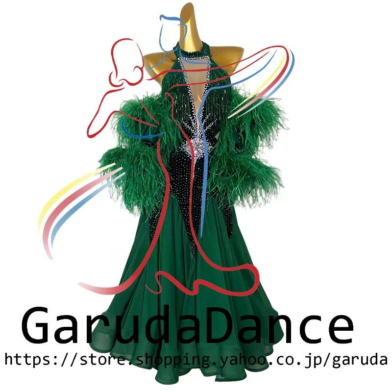 Garuda SHOP レディース社交ダンス衣装 競技ドレスモダンドレス高級ドレス 発表会用演出服  高級服 セミオーダー可 スタンダードドレス 品番10284