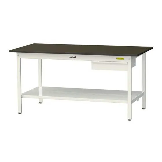 ●u.ヤマキン/山金工業 【SLM-1575UTT-BRW】ワークテーブル LABシリーズ(固定式 キャビネット付) H740mm 全面棚板付 指紋レスメラミン天板(ブラウン) 組立式
