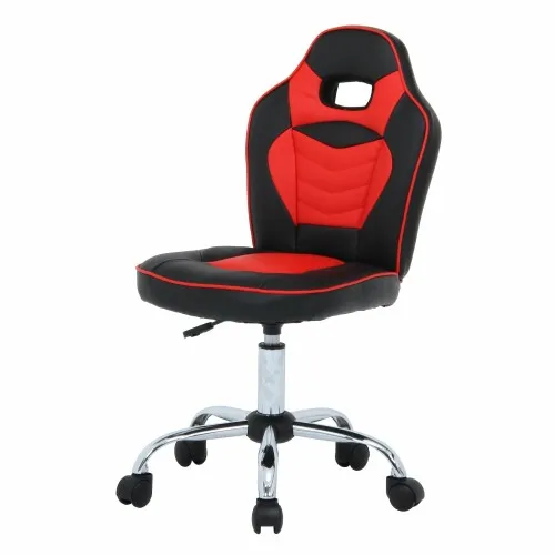 不二貿易 デスクチェア レーシングチェア 幅50×奥行50×高さ82.5~90cm レッド キッズ用 高さ調整 合成皮革 キャスター付き 60700