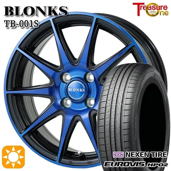 サマータイヤ ホイール4本セット 165/60R15インチ 4H100 ブロンクス TB001S ブルー ネクセン ロードストーン ユーロビズ HP02