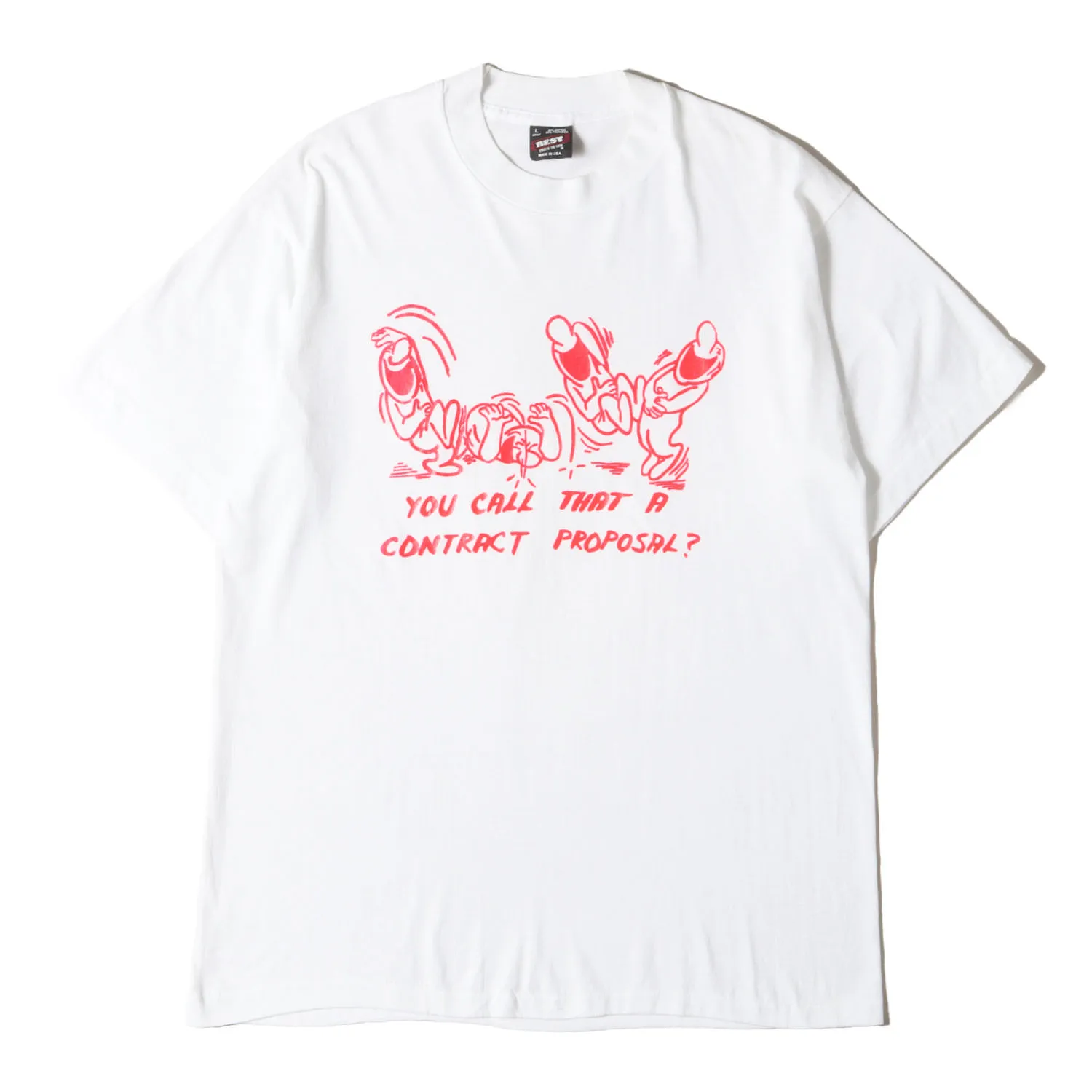 90s - 00s ヴィンテージ古着 | 90s ファニー イラスト Tシャツ | USA製 FRUIT OF THE LOOM | ホワイト 白 サイズ:L | トップス カットソー 半袖【メンズ】【中古】【K4568】