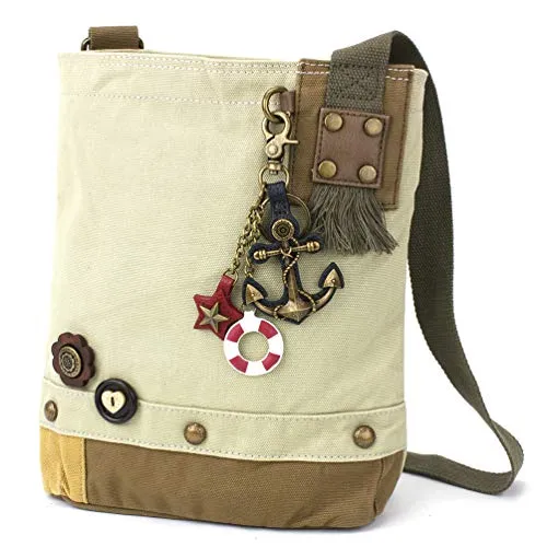 chala バッグ パッチ カバン かわいい CHALA Handbag Canvas Crossbody Messenger Bag Patch Crossbody - Metal Anchor - Sandchala バッグ パッチ カバン かわいい