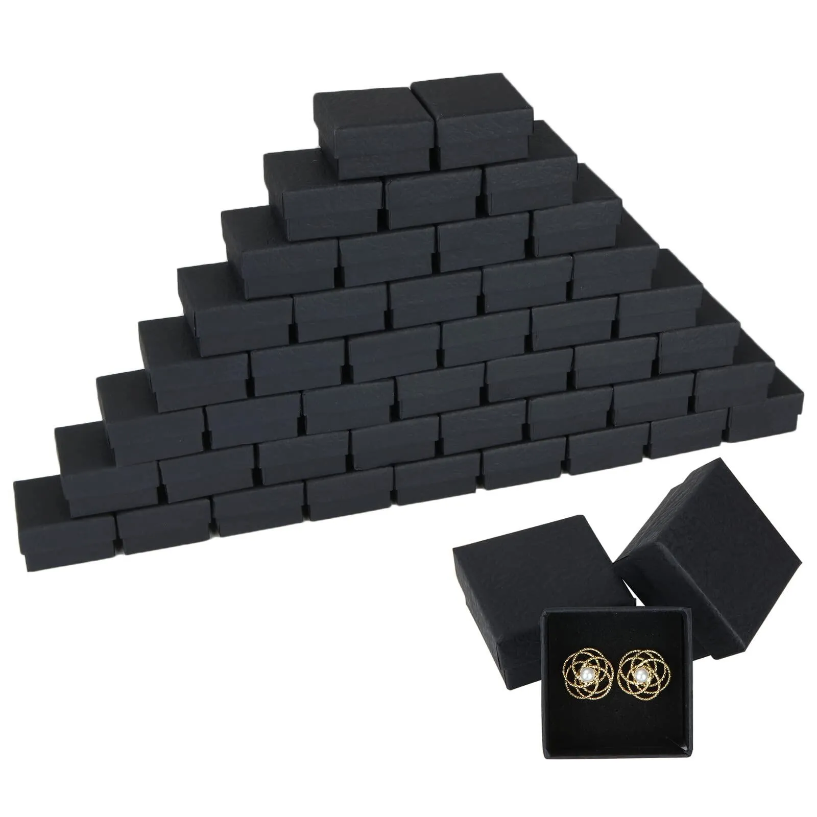 ギフトボックス 指輪ケース ギフトボックス ッピング ボックス 正方形 5×5×3cm リング アクセサリー ジュエリー 収納 ラッピング 箱 無地 クラフト紙 スポンジ付き 黒 指輪 ギフト ボックス
