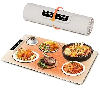 【中古】食品保温プレート 電気保温トレイ 多機能ホットプレート 折りたたみ収納 3段階温度調節（60°C/80°C/100°C） お手入れ簡単 肉類の解凍、生地の