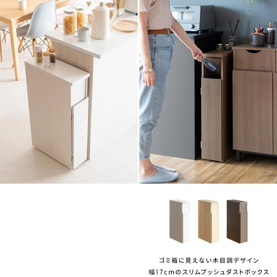 木製 スリム ゴミ箱 キャスター付き 縦長 ダストボックス サンティア new Santia m-DB-F170-new 30L ごみ箱に見えないごみ箱 天板フラット