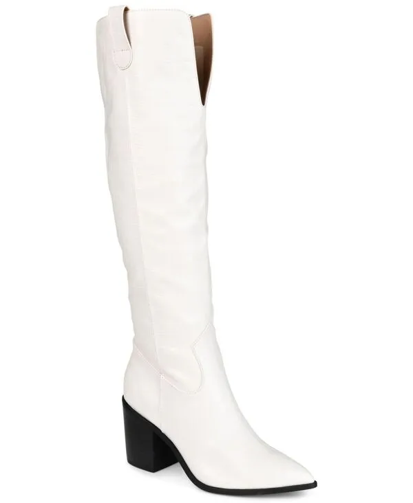 ジュルネ コレクション レディース シューズ ブーツ・レインブーツ ヒール Journee Collection Women Therese Regular Wide Calf \u0026 Extra Wide Calf Block Heel Knee High Dress Boots Bone