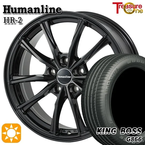 サマータイヤ ホイール4本セット 215/55R17インチ 5H114.3 ヒューマンライン HR02 BK キングボス G866