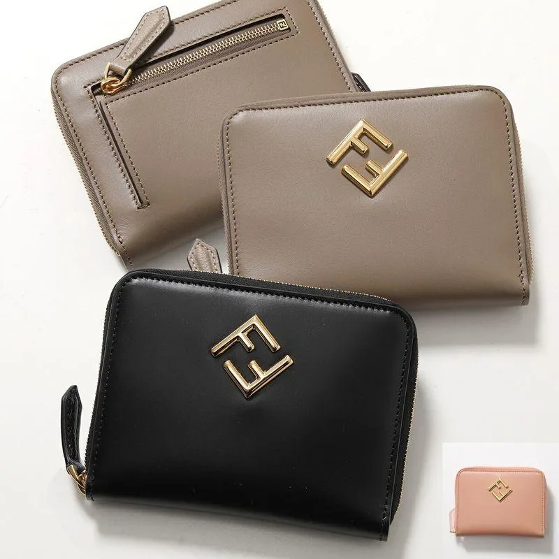FENDI フェンディ 二つ折り財布 8M0508 ALV4 レディース FFダイヤモンド レザー メタルロゴ ジップアラウンド ミニ財布 カラー3色