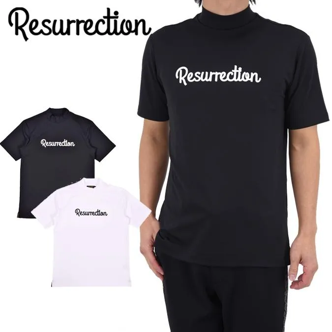 【26SS】Resurrection レザレクション SILICON LOGO MOCK NECK / モノトーン 3Dロゴ モックネックシャツ ファッション スポーツ メンズ ゴルフ M-XL BF12IN27-M