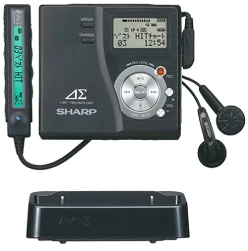 【中古】【非常に良い】シャープ ポータブルMDレコーダー ブラック アウヴィ MD-DR77-B