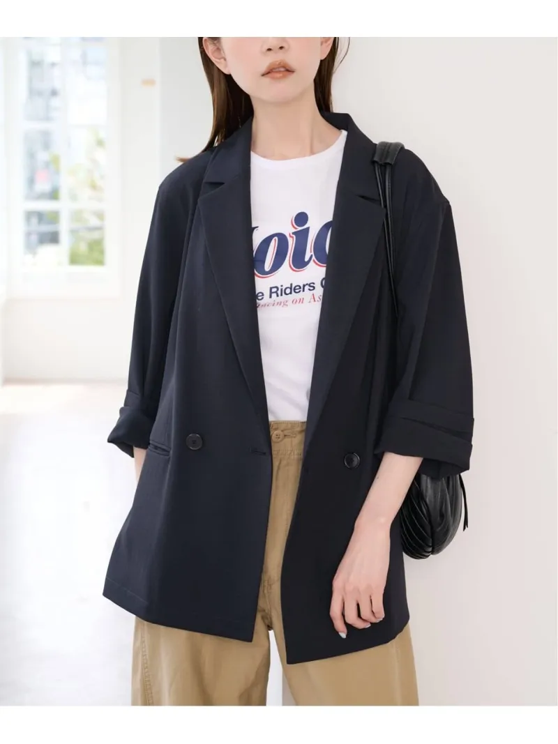 UVカット ツイルダブルジャケット U by SPICK\u0026SPAN ユーバイスピックアンドスパン ジャケット・アウター テーラードジャケット・ブレザー ベージュ ネイビー【送料無料】[ Fashion]