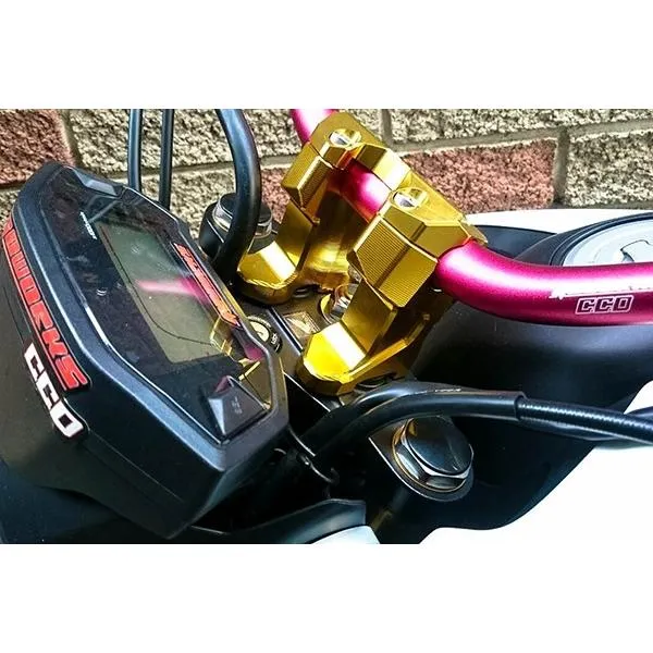 Go Works ゴーワークス ファットハンドルバークランプ/上下ベース カラー：ブルー MSX125(GROM) MX150 Fi HONDA ホンダ CPI ハンドルポスト・ハンドルライザー