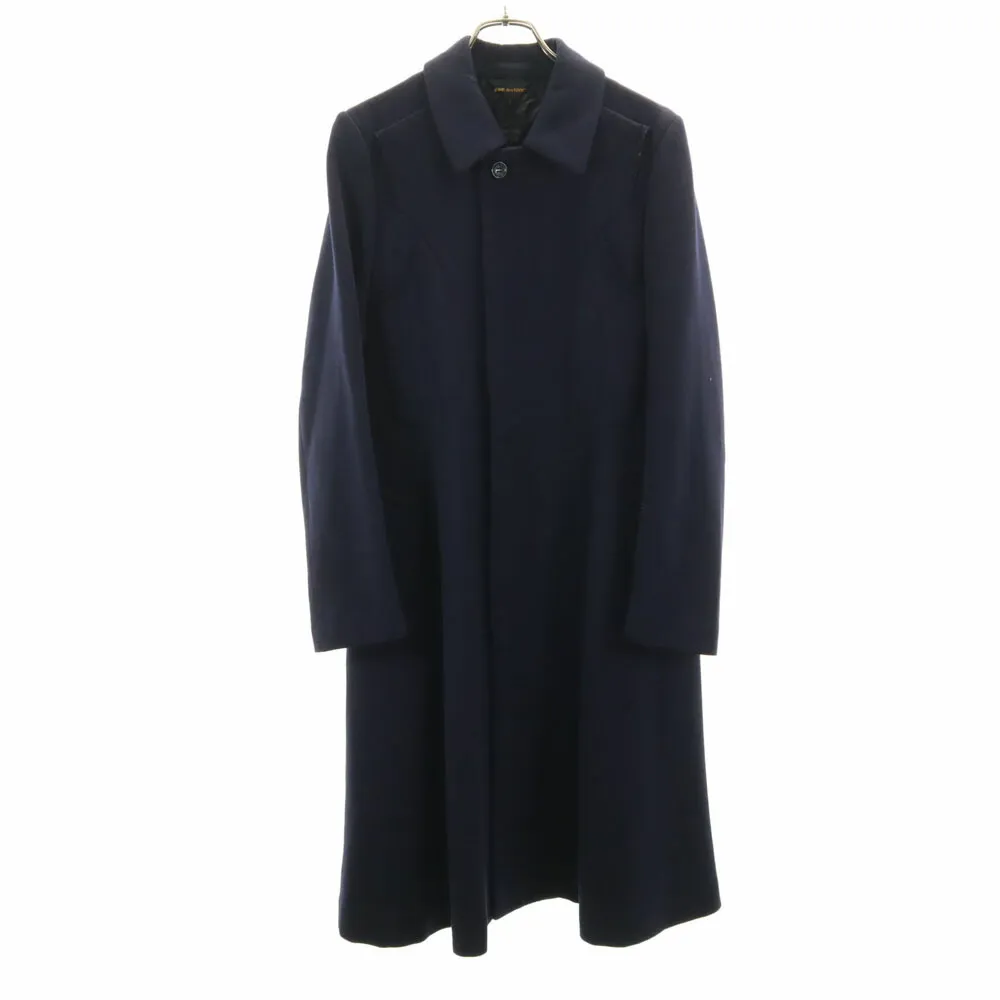 古着 COMME des GARCONS コムデギャルソン 00s 2006年 日本製 GR-C008 カッティングデザイン ステンカラー ロングコート S ネイビー 中綿 比翼 メンズ 【中古】