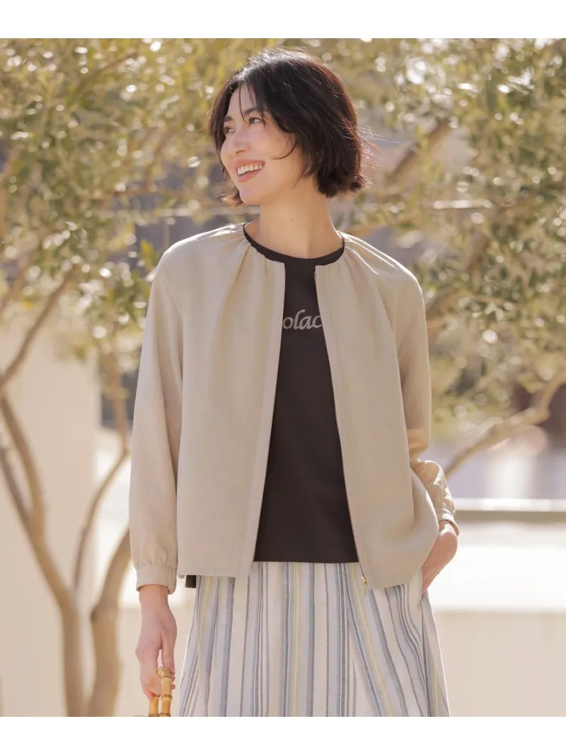 【人気素材・季節の変わり目に】BREEZE COOL トロ ノーカラー ブルゾン J.PRESS ジェイプレス ジャケット・アウター その他のジャケット・アウター ネイビー グレー ブラウン ベージュ【送料無料】[ Fashion]