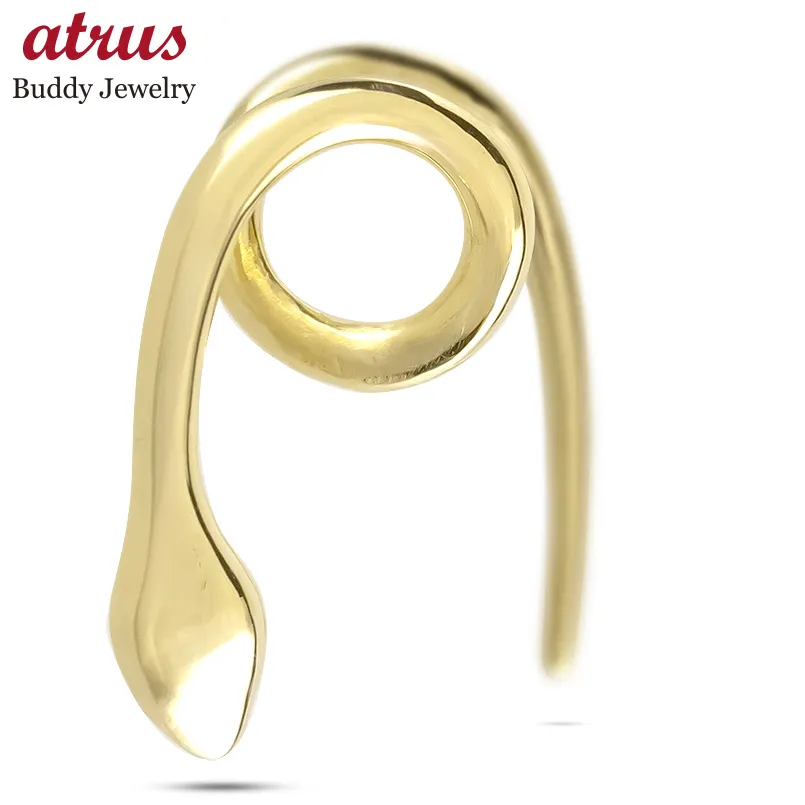 18金 蛇 ピアス 15G 片耳 メンズ ゴールド 18k つけっぱなし 簡単装着 へび ヘビ キャッチのいらないピアス キャッチナッシャー 巳年 送料無料 セール 爆買