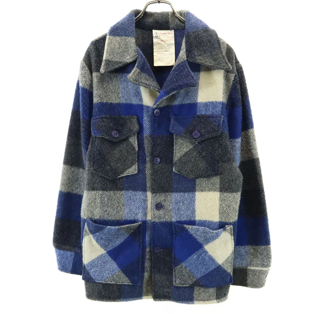 古着 サーモキング 70s 80s ヴィンテージ バファローチェック ウールジャケット S ネイビー メンズ 【中古】