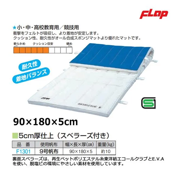 フラップ 合成スポンジ・コンビマット 9号帆布 90×180×5cm 大型品 F1301 ＜2025NP＞